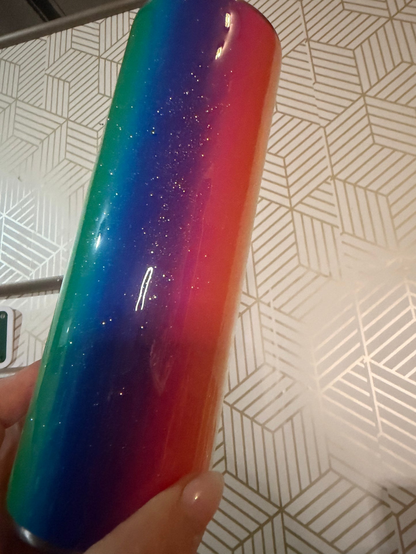 20oz Skinny Vertical Rainbow Hydro-Dip 1