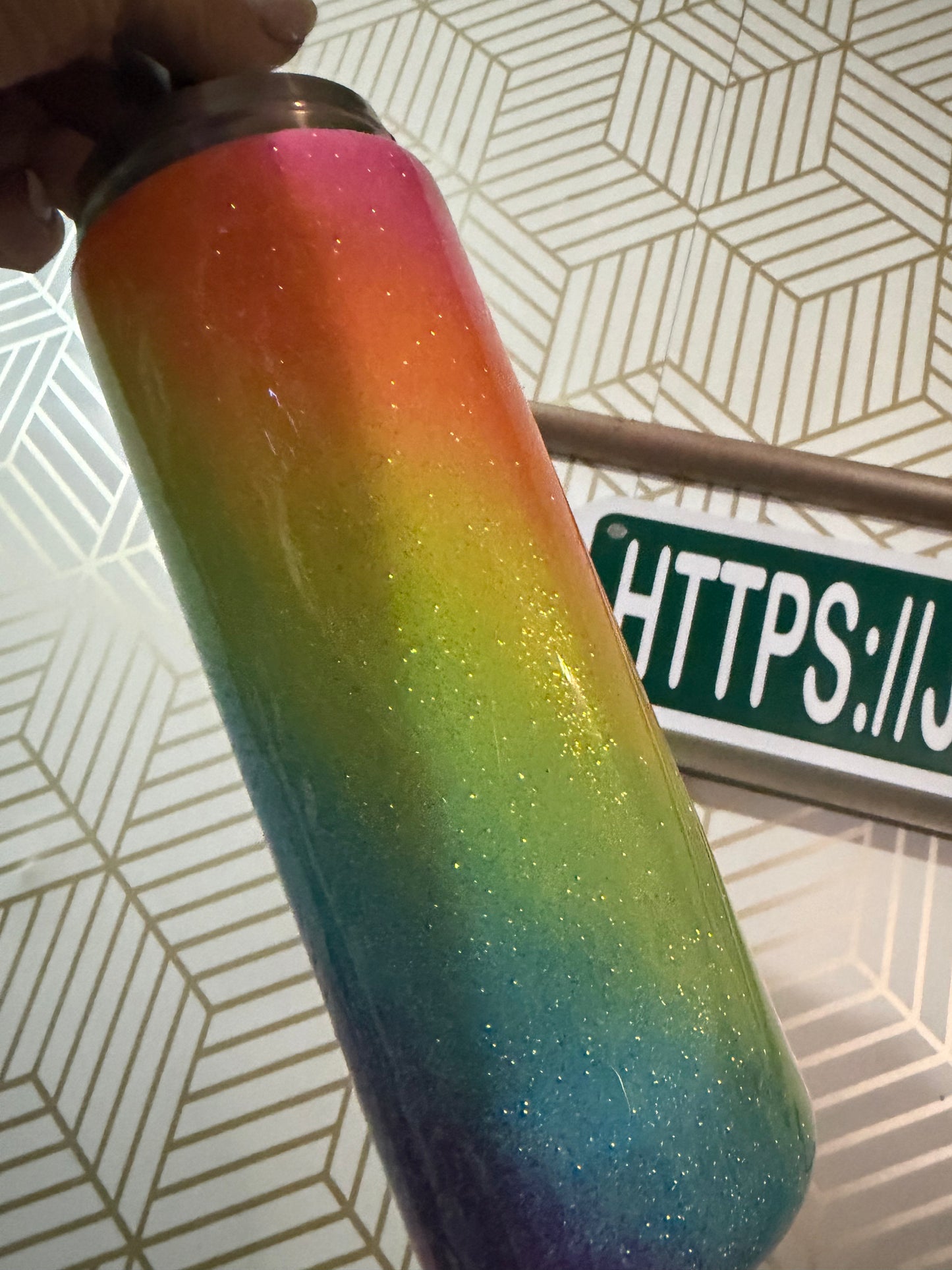 24oz Owala Rainbow Stripe Hydro-Dip 1