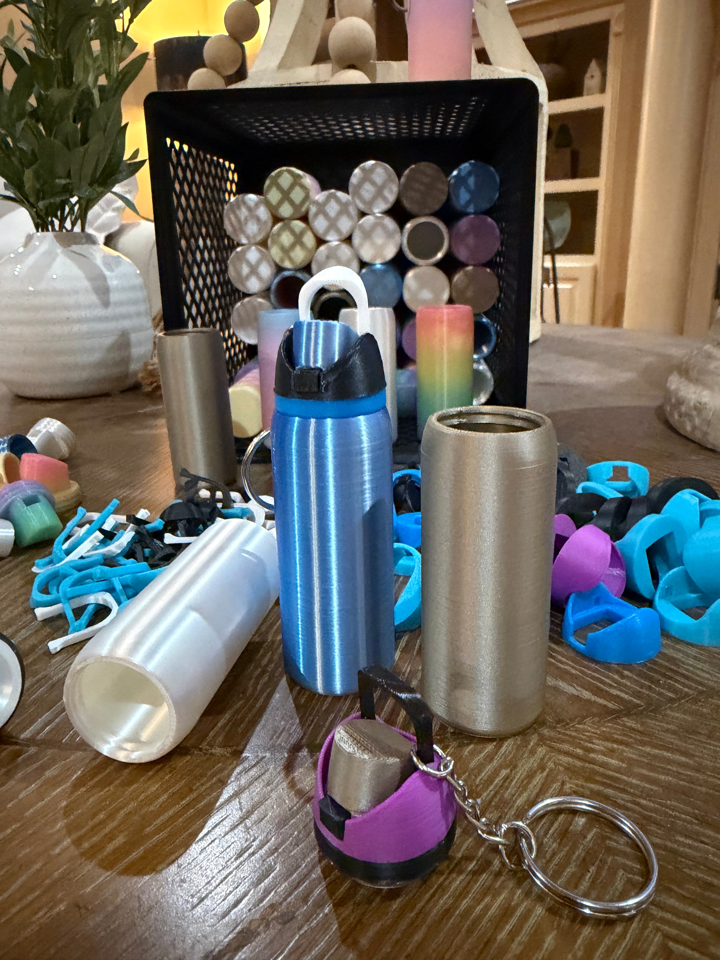 Custom Water Bottle Lip Balm Keychain 3D Printed