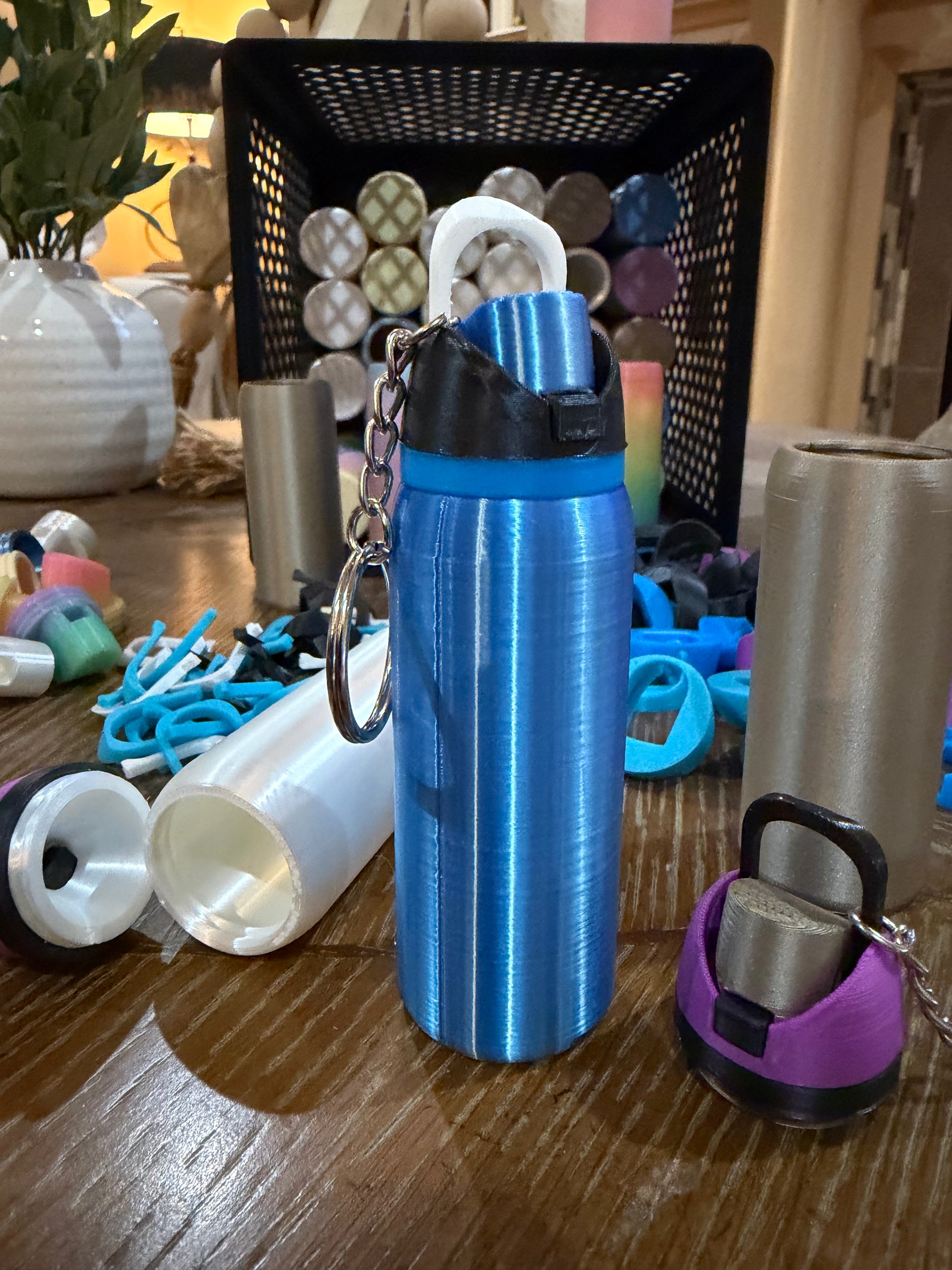 Custom Water Bottle Lip Balm Keychain 3D Printed