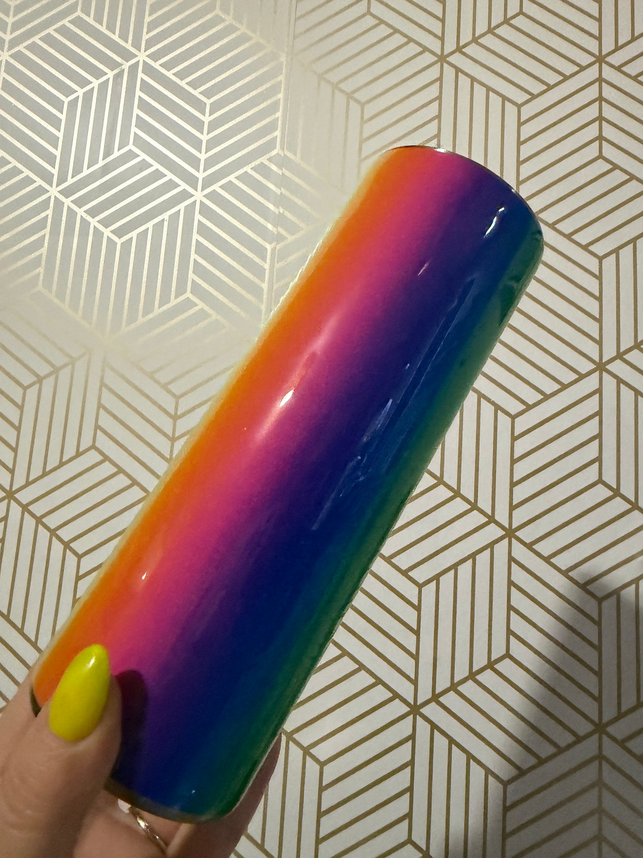 20oz Skinny Rainbow Wrapper Hydro-Dip 1