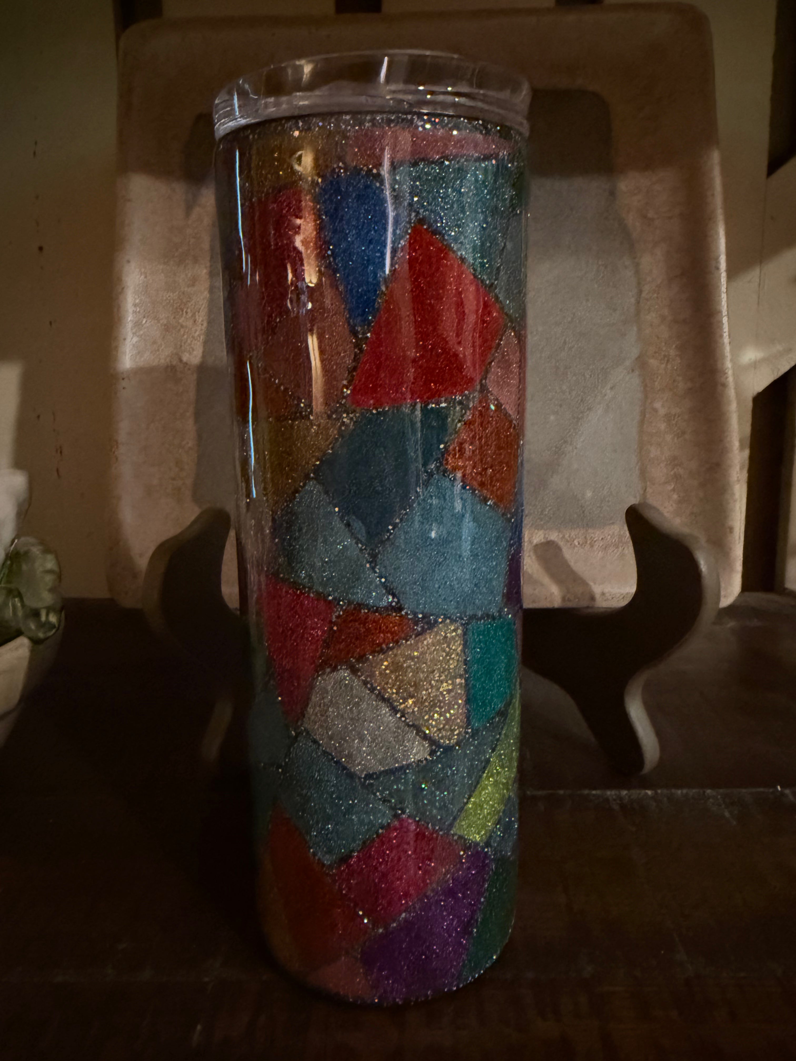 20oz Skinny Bently's Stained Glass Tumbler