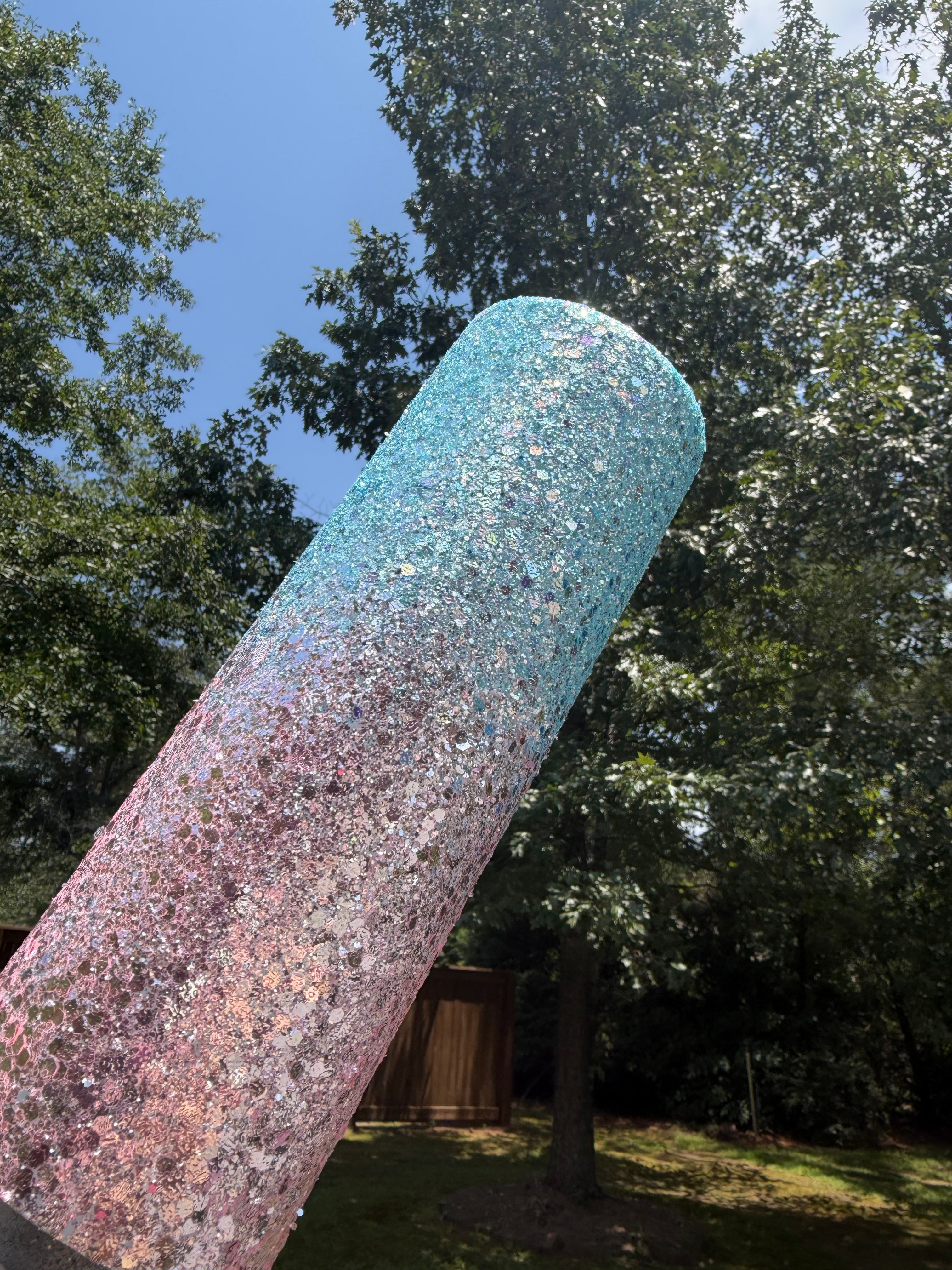 20oz Skinny Pink & Blue Textured Ombre Hydro-Dip 1