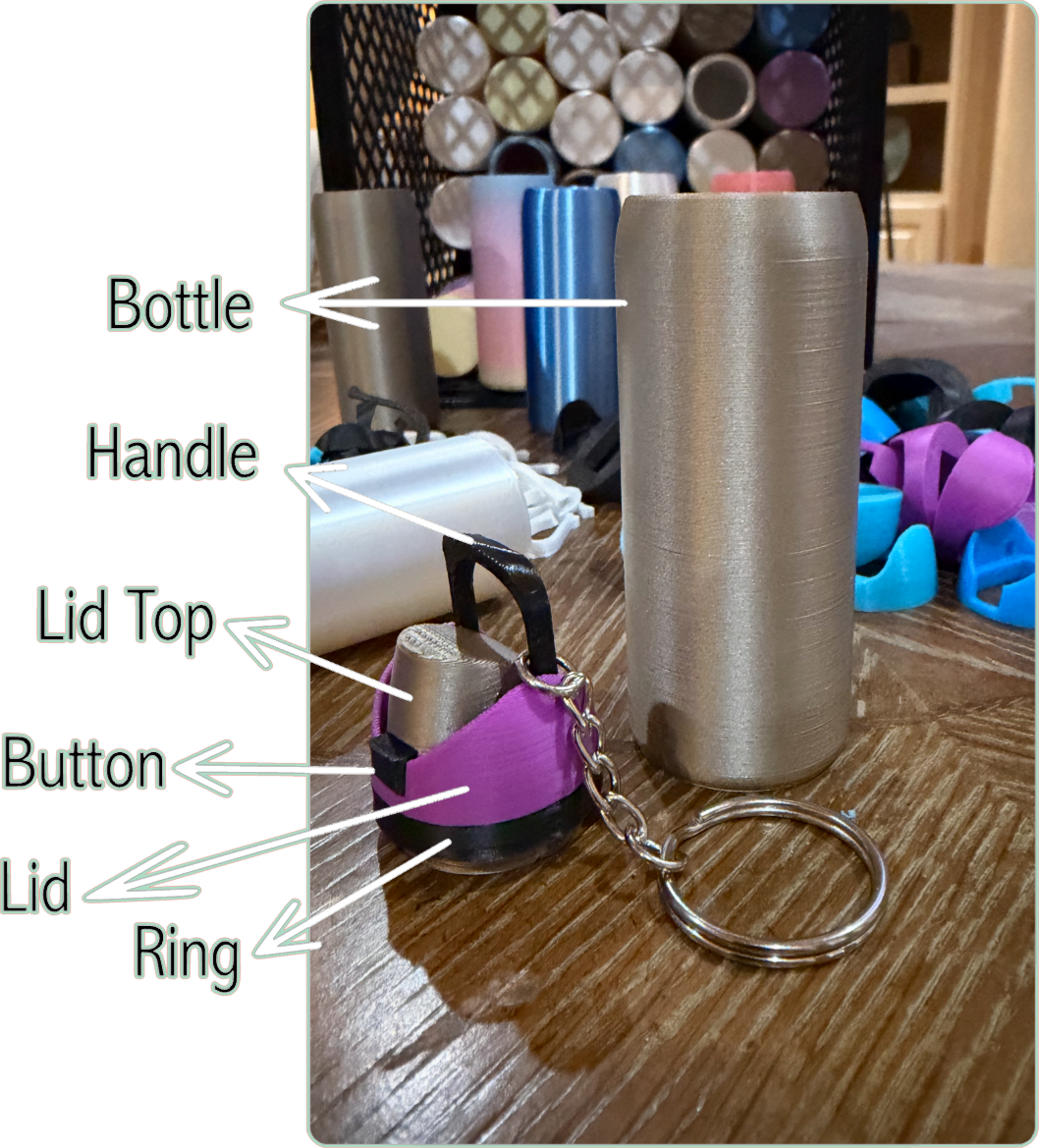 Custom Water Bottle Lip Balm Keychain 3D Printed