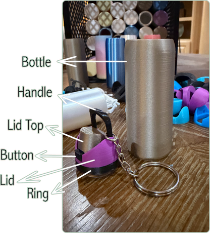 Custom Water Bottle Lip Balm Keychain 3D Printed
